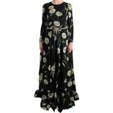 Lange kjoler - Silke - Sort Dolce & Gabbana Multicolor Silk Sunflower Print Long Maxi Dress IT38 Multicolor IT40