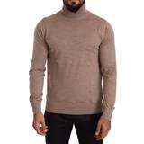 Cashmere - V-udskæring Kjoler Dolce & Gabbana Brown Cashmere Turtleneck Pullover Sweater IT50