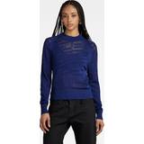 G-Star Dame Sweatere G-Star Pointelle Text Knitted Sweater blue Women