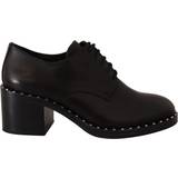 Ash Sort Sko Ash Black Leather Block Mid Heels Lace Up Studs Shoes EU37/US6.5