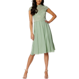 46 - Høj krave Kjoler Bubbleroom Jolie Short Sleeve Midi Dress - Dusty Green
