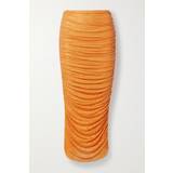 Mesh Nederdele Self-Portrait Womens Orange Crystal-embellished Slim-fit Stretch-woven Midi Skirt