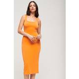 Superdry Polyester Kjoler Superdry Square Neck Jersey Midi Dress Orange, Orange, 16, Women Orange