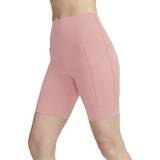 Nylon - Pink Shorts Nike Women's Universa Medium Support High Waisted Biker Shorts - Red Stardust/Black