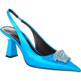 Blå - Stilethæl Højhælede sko Versace La Medusa satin slingback pumps blue