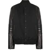 Balmain Dame Overtøj Balmain Wool and leather varsity jacket noir
