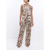 18 Jumpsuits & Overalls River Island Womens Jumpsuit Brown Leopard Print Layered
