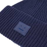 Acne Studios Herre Hovedbeklædning Acne Studios Womens Navy Pansy Logo-patch Wool Beanie hat
