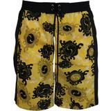 48 - XL Badebukser DSquared2 Yellow Black Printed Men Beachwear Shorts Swimwear IT48