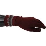 50 - Dame - One Size Handsker & Vanter John Galliano Maroon Elastic Wrist Length Mitten Designer Logo Gloves