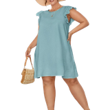Flæse - Grøn - Korte kjoler Shein VCAY Plus Ruffle Sleeve Tunic Dress