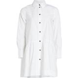 Ganni Skjortekjoler Ganni White Long Sleeve Cotton Poplin Mini Shirt Dress Women's White