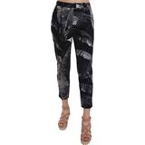 Dame - One Size Bukser Dolce & Gabbana Black Leaf Print Skinny Capri Pants IT46