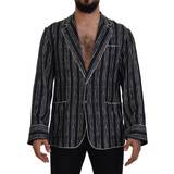 Silke - Stribede Tøj Dolce & Gabbana Blue Striped Silk Pajama Shirt Jacket IT4