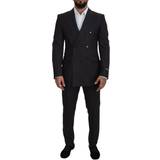 Dolce & Gabbana Stribede Tøj Dolce & Gabbana Black Striped Wool Formal Piece Suit IT50