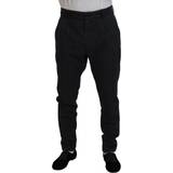 Cashmere - Grå Bukser & Shorts Dolce & Gabbana Dark Gray Stripes Chino Dress Pants IT52