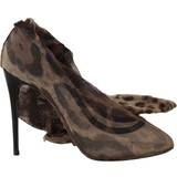 Lærred Højhælede sko Dolce & Gabbana Brown Leopard Tulle Long Socks Pumps EU36/US5.5
