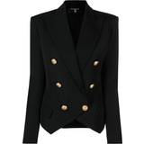Balmain Dame Blazere Balmain peak-lapel double-breasted blazer women Viscose/Cotton/Wool Black