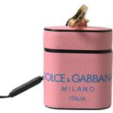 Høretelefoner Dolce & Gabbana Pink Blue Calf Leather Logo Print Strap Airpods Case