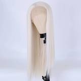 Beige Extensions & Parykker Shein Platinum Color Fashionable Matte High-temperature Silk Straight Hairpiece, For 60# Hair Pre-lace 13*4, Ha