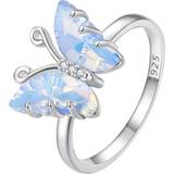 Platin Ringe Shein 1pc 925 Silver Colorful Butterfly Ring Pave Setting CZ for Women Plated Platinum Fine Jewelry