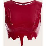Rød - Skind Overdele Shein Asymmetrical Hem PU Leather Tank Top