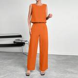 Orange - S Jumpsuits & Overalls Shein Solid Tank Top & Wide Leg Pants