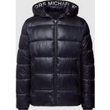 Michael Kors XS Overtøj Michael Kors Mens Black Hooded Logo Tape Puffer Jacket