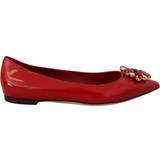 Dolce & Gabbana Rød Lave sko Dolce & Gabbana Red Leather Crystals Loafers Flats Shoes EU35/US4.5