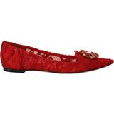 Dolce & Gabbana Rød Lave sko Dolce & Gabbana Red Taormina Crystals Loafers Flats Shoes EU39/US8.5
