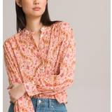 La Redoute Rund hals Tøj La Redoute Floral Mandarin Collar Blouse with Long Sleeves Pink Print