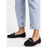 New Look Sko New Look Wide Fit – Svarta loafers mockaimitation med utsmyckning-Svart/a