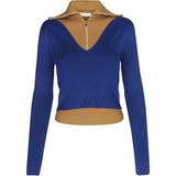 Tory Burch Dame Sweatere Tory Burch Double Layered Zip Pullover Golden Maple/Rich Cobalt Sky