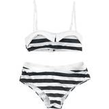 Dame - XXL Bikinisæt Pussy Deluxe Bikinisæt Big Party Stripes Bikini till Damer sort-hvid