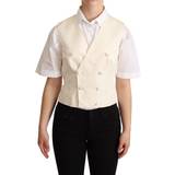 42 - One Size Overtøj Dolce & Gabbana Silke Sleeveless Waistcoat Vest Beige