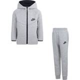 Bomuld Fleecetøj Nike Kid's Sportswear Tech Fleece Full-Zip Hoodie Set 2pcs -Dark Grey Heather (86L050-042)