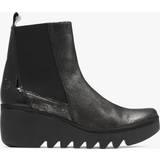 Kilehæl - Læder Støvler Fly London Bagu Silver Black Leather Wedge Chelsea Boots 41, Col