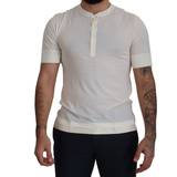 Herre - Silke Overdele Dolce & Gabbana White Short Button Closure Crewneck T-shirt IT48