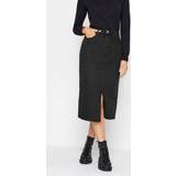 20 - Polyester Nederdele LTS Tall Black Denim Midi Skirt Tall Women's Midi Skirts