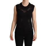 Cashmere - Dame T-shirts & Toppe Dolce & Gabbana Black Cashmere Silk Cutout Tank Top IT46
