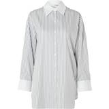 Dame - Stribede Skjorter Selected Femme SlfMilo-Iconic LS Striped Shirt Bright White