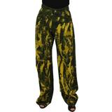 Bomuld - Dame - Gul Bukser & Shorts Dolce & Gabbana Yellow Tie Dye High Waist Pants Cotton Jeans IT40