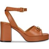 Gucci Højhælede sko Gucci Horsebit leather platform sandals brown