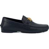 Blå - Læder Loafers Versace Navy Blue Calf Leather Loafers Shoes EU44/US11