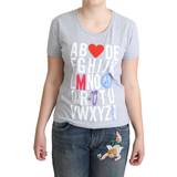 Moschino Dame Overdele Moschino Gray Cotton Alphabet Letter Print T-shirt IT42