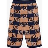 Gucci Ternede Tøj Gucci Mens Camel Ink Monogram-embellished Cotton-blend Relaxed-fit Shorts