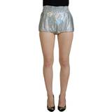 Dolce & Gabbana V-udskæring Tøj Dolce & Gabbana Silver Holographic High Waist Hot Pants Shorts IT40