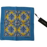 Dolce & Gabbana Uld Halstørklæde & Sjal Dolce & Gabbana Blue Majolica Pattern Square Handkerchief Scarf