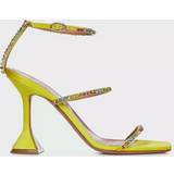 36 ½ - Satin Højhælede sko Amina Muaddi Heeled Sandals Woman colour Yellow Yellow