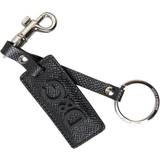 Metal Nøgleringe Dolce & Gabbana Black DG Logo Leather Silver Metal Keychain